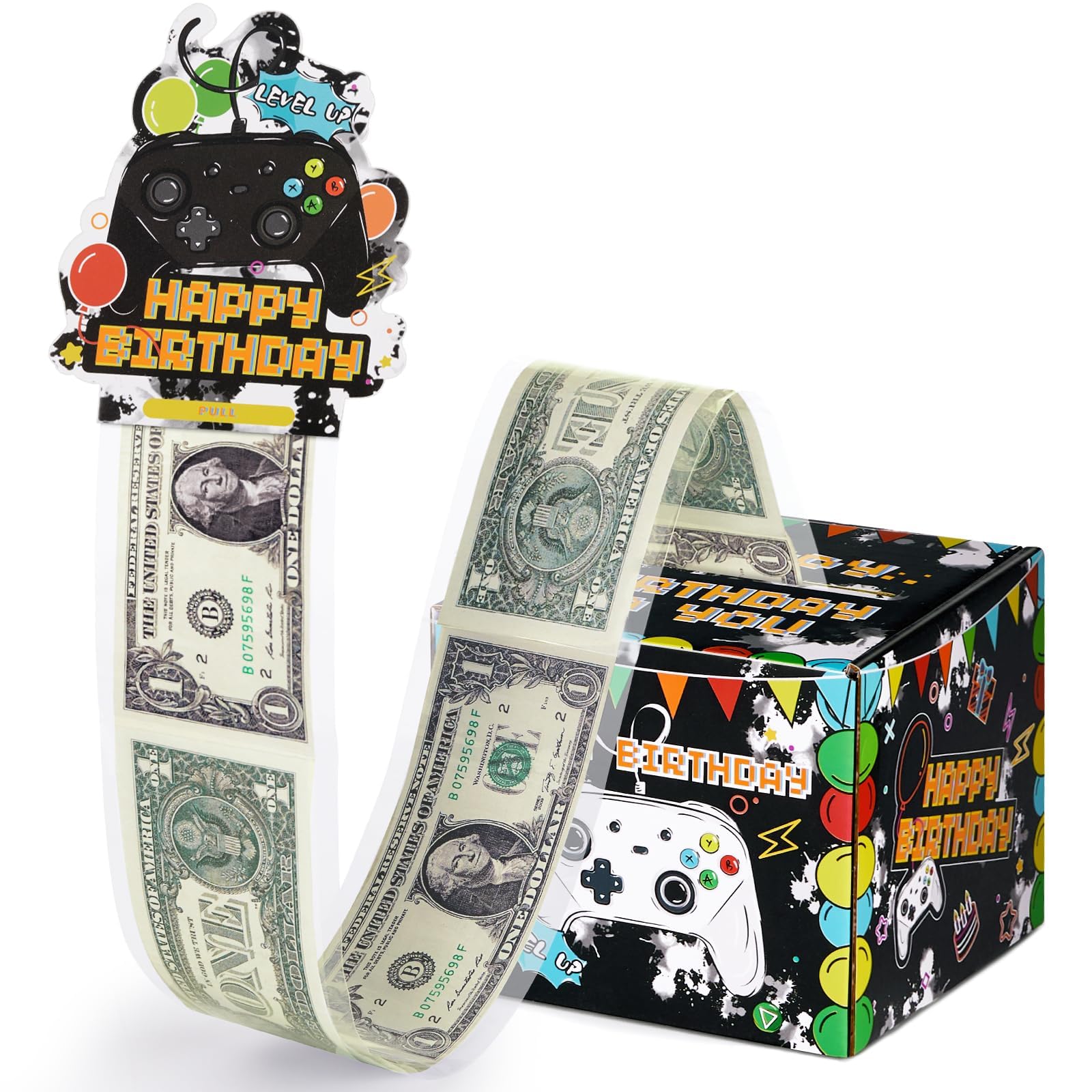 WERNNSAI Money Gift Box - Birthday Money Box for Cash Video Game Party Decorations Birthday Boxes for Kids Adults Black Gaming G