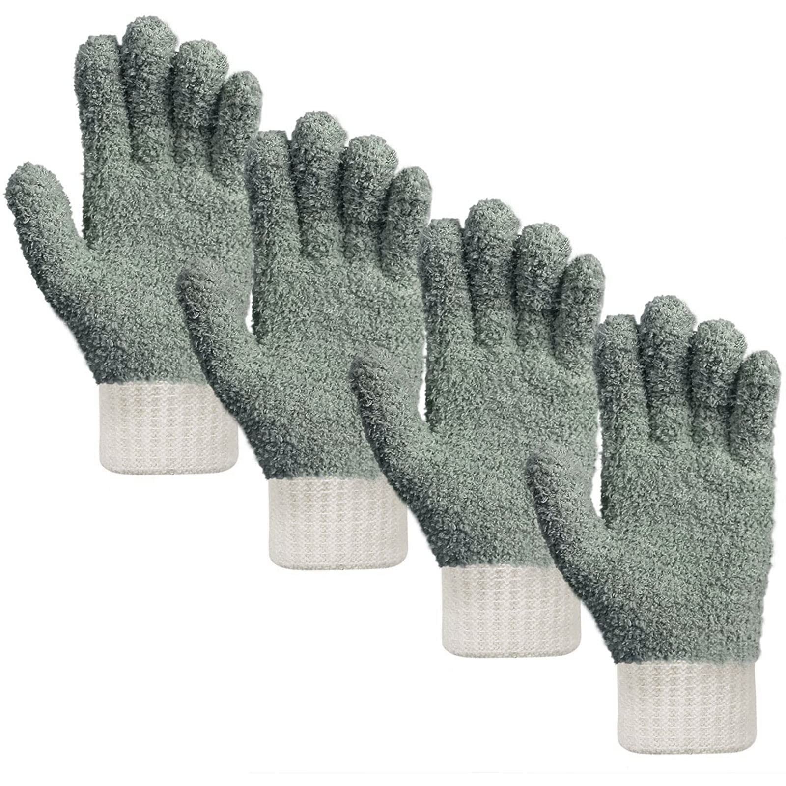 Mig4U Microfiber Dusting Gloves House Cleaning Glove For Blinds, Windows, Shutters, Furniture, And Car, Reusable Lint-Free Gray 