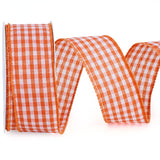 LaRibbons Orange Gingham Ribbon Wired 1 1/2 Inch x 10 Yards Check Plaid Ribbon for Gift Wrapping Christmas Tree Wreath Bow Outdo