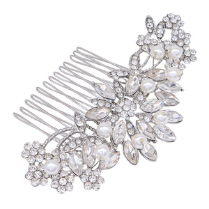 Ammei Headpiece Silver Wedding Hair Comb With Pearls And Crystals Wedding Hair Accessories Bridal Headpiece Or For Parties