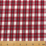Red White Christmas Plaid Fabric 4oz 100% Cotton for Holiday Craft Festive Home Decor Patchwork Width 57 Inch (1 Yard pre Cut)