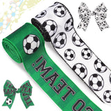 Sports Style White and Green Thread Edge Ribbon Greenfield Style Ribbon Bow Crafts Floral Pattern Fabric Ribbon Crafts Athletic 