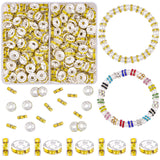TINKRSTUFF 200 pcs 8mm Spacer Beads for Crafting, Yellow Rondelle Beads Bulk, Fancy Sparkle Crystal Rhinestone Spacer Loose Bead