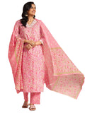 Libas Women Pure Cotton Kurta Sets (99432, Pink, 2Xl