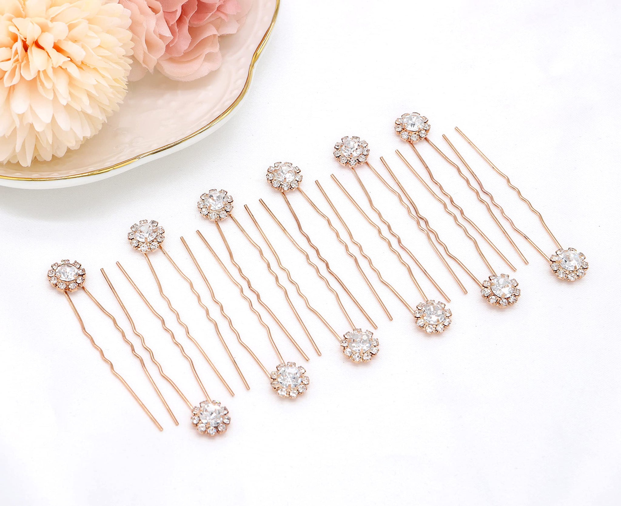 Ammei Headpiece Crystal Bridal Hair Pins Clips Wedding Hair Accessories Hair Set Jewelry With Rhinestone For Brides and Bridesma