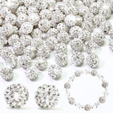 Dowarm 110PCS 10MM White Rhinestone Beads for Jewelry Making, Round Polymer Clay Crystal Beads for Crafts Bracelet Necklace Bead