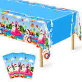 QZYL 3 Pcs Christmas July Tablecloths, 51 x 86.6 Inch Waterproof Summer Christmas Tablecloth, Disposable Santa Plastic Rectangle