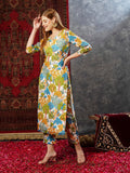 Gosriki Women'S Cotton Blend Straight Printed Kurta With Pant (Samlok Sky Blue-Gs_S_Sky Blue_Small),Sky Blue,,B0D4VKRFLC