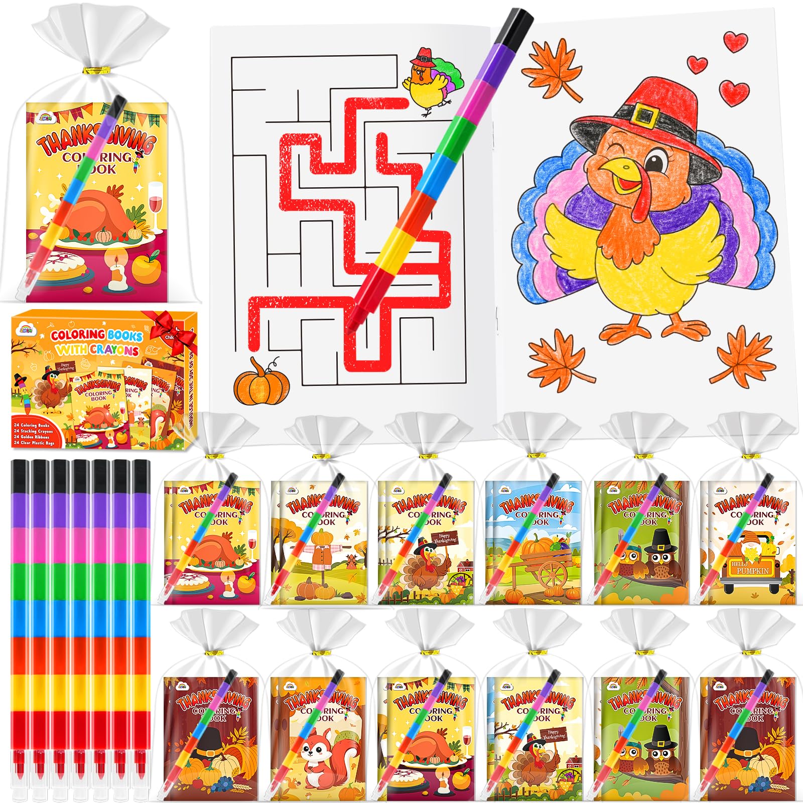 ZMLM 24 Coloring Books for Kids Party Favors: Bulk 24 Crayons Mini Coloring Books for Kids Ages 4-8 Birthday Goodie Bags Stuffer