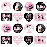 JarThenaAMCS 16Pcs Halloween Silicone Focal Beads Pink Black Cute Ghost Pumpkin Round Rectangle Heart Shape Loose Rubber Beads f