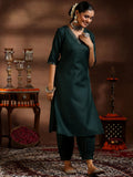 Libas Women'S Silk Blend Kurta Set (39051_Green Green L