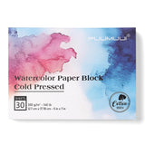 Watercolor Paper Block 5x7 Inch, Fuumuui 100% Cotton Watercolor Paper Pad of 30 Sheets, 140lb/300gsm, Acid-Free Cold Pressed Art