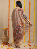 Gosriki Women'S Rayon Blend Printed Straight Kurta With Pant & Dupatta (Kalam Chiku-Vks02-Gs_M_Beige_Medium),Beige,,B0DK9NCJT3