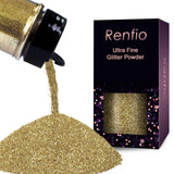 Renfio Gold Glitter, 2.11 Oz/60g Fine Glitter, Glitter for Crafts, 1/128 Fall, PET Flake Crafts Epoxy Chips for Fall Decors, Tha
