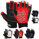 MRX BOXING & FITNESS Sailing Gloves Sticky Palm Gripy Glove Yachting Kayak Dinghy Fishing Short Finger Multi Colors (Black/Red, 