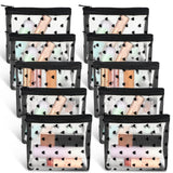 MBAIYO 10pcs Mini Mesh Makeup Bags Zipper, Heart Print Cosmetic Bags 3D Heart-shaped Storage Pouch Small Nylon Organizer Purse B