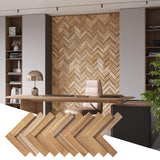 Wall!Supply 3D Wall Panels - Reclaimed Herringbone Asian Teak Wood - Home Decor Wallpaper Alternative for Living Room, Bedroom &