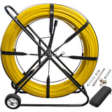 Electriduct 1/2 x 1000FT Duct Rodder 12MM Fiberglass Cable Pulling Rod Fish Tape Wire Puller with Cage, Wheels and extra Tips