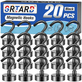 Grtard 20 Pack Black Magnetic Hooks Heavy Duty, 30LBS Magnet Hooks 2025 Cruise Cabin Ship Essentials, Strong Neodymium Magnets w