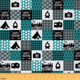 Camper Fabric by The Yard Happy Camping Waterproof Outdoor Fabric Vintage Wood Grain Print Upholstery Fabric for Chairs Retro RV