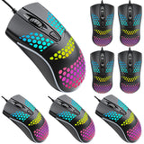 Tellegloww 8 Pack USB Wired Mouse Computer Mouse with RGB Lighting 3 Adjustable Dpi Ergonomic Optical Office Corded Mice for PC 