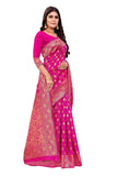 Sugathari Womens Banarasi Saree Pure Kanjivaram Silk Saree Soft New Ladies 2023 Design Wear Pattu Sarees Latest Cotton Party Sari Collections With Blouse Piece For Wedding Sadi (Pari S-1 Pink)