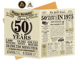 Funny 50th Birthday Card Gifts for Her Him, Cool Gifts for 50 Year Old Woman Men, Jumbo 50th Birthday Card for Wife Husband, Vin
