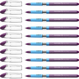 Schneider Slider Basic XB (Extra Broad) Ballpoint Pen, 1.4 mm, Transparent Barrel, Violet Ink, Box of 10 Pens (151208)
