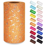 Glitter Tulle Rolls, Sequin Tulle Fabric 6 Inch by 50 Yards Sparkle Ribbon Spool with Bows for Halloween Decoration DIY Tutu Tab