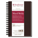 Strathmore 500 Series Mixed Media Paper Art Book, Matte Brown Cover, Natural White, Side Wire Binding, 32 Sheets, 5.5x8.5 inch