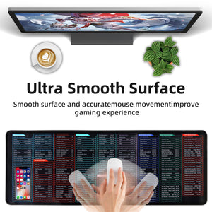 Quick Key Keyboard Mouse Pad, Non-Slip Desk Mat with Office Software Shortcuts Pattern, Upgraded Extended Large Rubber Base Mice