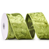 MAYREEL 2.5 Inch Moss Green Crushed Velvet Ribbon Wired for Christmas Decorations Gift Wrapping Wreaths Tree Toppers 10 Yards