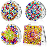 FILASLFT Diamond Painting Compact Mirror DIY Crystal Makeup Mirror Diamond Art 4 Pcs Pocket Mirror Portable Foldable Mirror Chri
