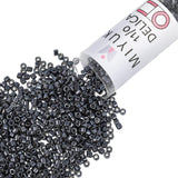 Miyuki Delica Seed Beads - Size 11/0 (1.6 mm), DB0453, Nickle Plated Dyed Dark Gunmetal, 7.2 g, Approx. 1440 Beads, Made in Japa