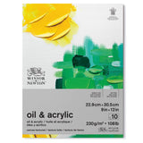 Winsor & Newton Professional Oil & Acrylic Paper Pad, 9 x 12, 10 Sheets, 230gsm, White