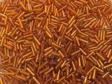 Czech Bugle Beads 40 gr / 1.4 oz Glass Tube Size #3 7mm (Orange Silver Lined)
