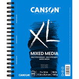 Canson XL Series Mixed Media Pad, Side Wire, 7x10 inches, 60 Sheets Heavyweight Art Paper for Watercolor, Gouache, Marker, Pai