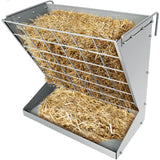 YXJSTO Wall Mount Hay Rack, Heavy-Duty Galvanized Metal 2 in 1 Hay and Grain Feeder, Livestock Feeder with Adjustable Distance, 