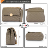 Adisa Women'S Girls Quilted Cross Body Sling Bag With Gold Chain (Sl5136) (Olive),Olive,,B0DDC8NFXD