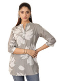 Libas Women'S Viscose Rayon Floral Straight Tunics (98232_Grey_Xl)