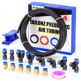 TAILONZ PNEUMATIC Black 4mm or 5/32 inch OD 2.5mm ID Polyurethane PU Air Hose Pipe Tube Kit 10 Meter 32.8ft