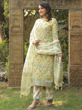 Gosriki Women'S Rayon Blend Straight Printed Kurta With Pant & Dupatta (Ribas Green-Vks01-Gs_Xl_Green_X-Large),Green,,B0DPB4332G