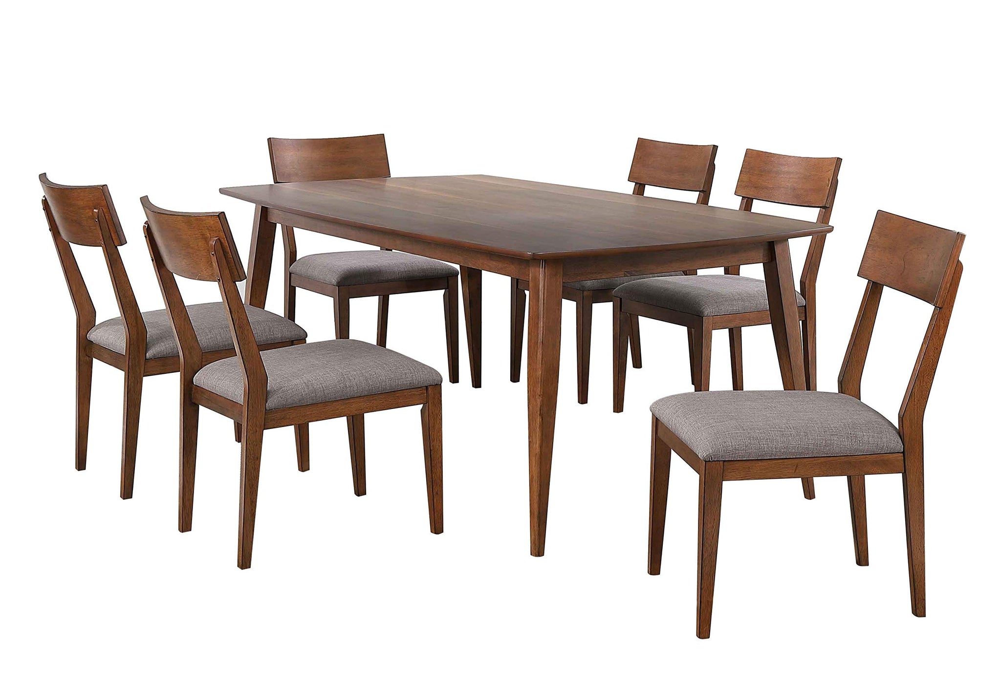 Sunset Trading Mid Century 7 Piece 78 Rectangular Dining Table Set | Padded Performance Fabric Seats | Seats 6
