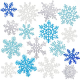 Winter Snowflake Cutouts Glitter Paper Decorations - 50Pcs Blue and Silver Double-Side Christmas Cutouts for Holiday Winter Wond