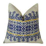 Plutus Brands Plutus Aztec City Handmade Throw Pillow, 24 X 24, Blue/White