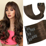 Aison Medium Brown Hair Extensions Real Human Hair Clip in Human Hair Extensions 120G 100% Real Human Hair Clip in Extensions So