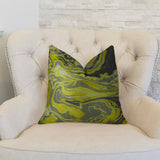 Plutus Brands Plutus Medici Marble Ink Handmade Throw Pillow, 24 X 24, Yellow/Gray/Black