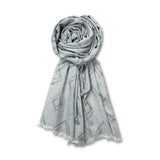 Fahabo Shimmer Geometric Woven Cotton Blend Scarf For Women Lightweight Hijab & Stole Wrap | 73 X 29 Inches (Light Grey)