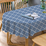 Bnejvif Oval Tablecloth Blue Striped Tablecloth, Modern Oval Tablecloth, Geometric Tablecloth, Indoor/Outdoor Waterproof Wrinkle Free Durable Tablecloth for Oval Tables 60 X 84 Inch