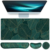 Desk Mat, Large Gaming Mouse Pad with Wrist Rest, 4in1 XXL Mousepad+Keyboard Wrist Rest+Mouse Pad Wrist Support+Cup Coaster Set 
